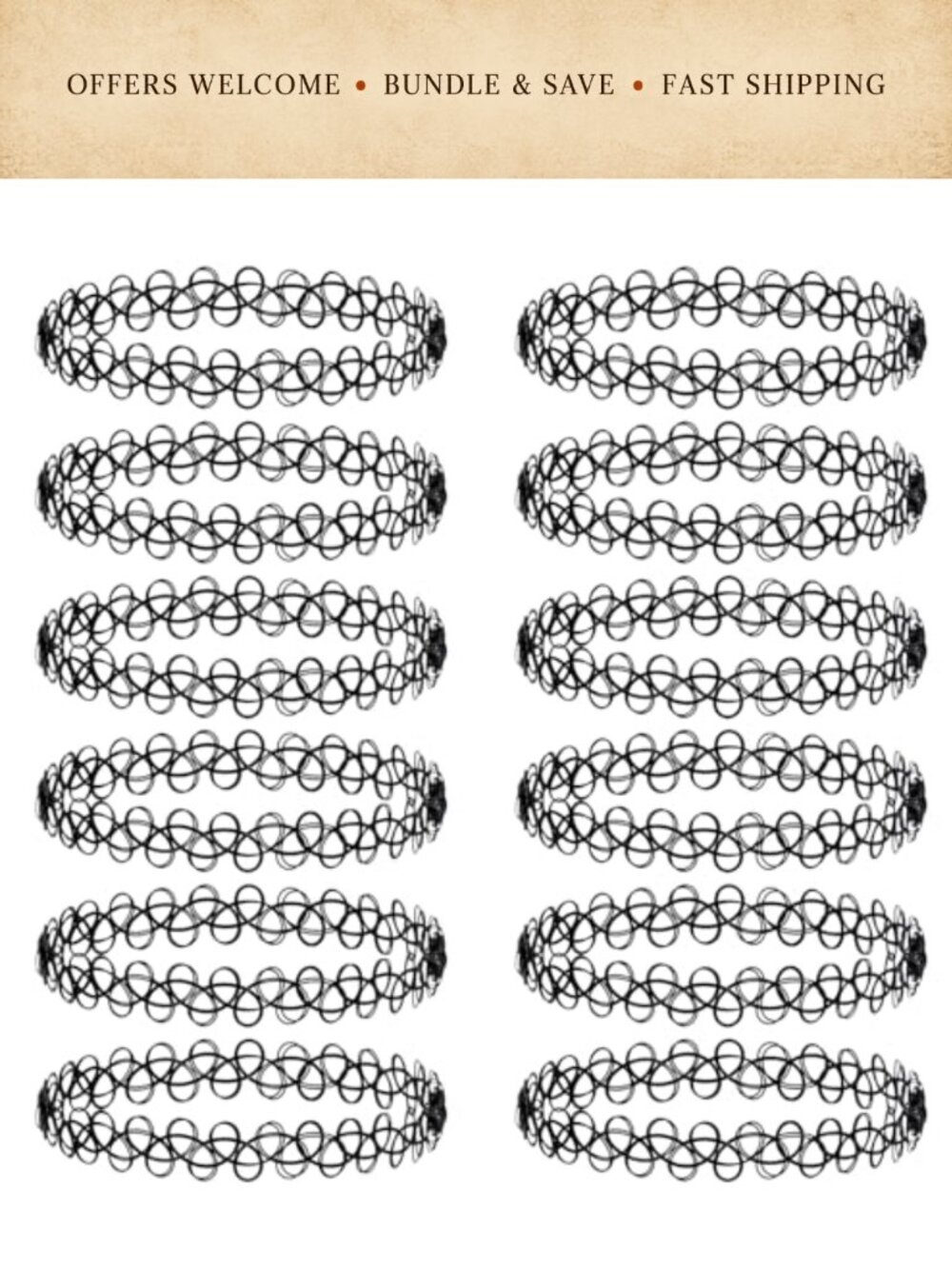Tattoo Choker Necklace Stretchy Nylon Elastic Retro Y2K Gothic